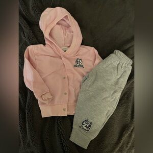 Kids Pink and Gray UConn huskies Hoodie Set